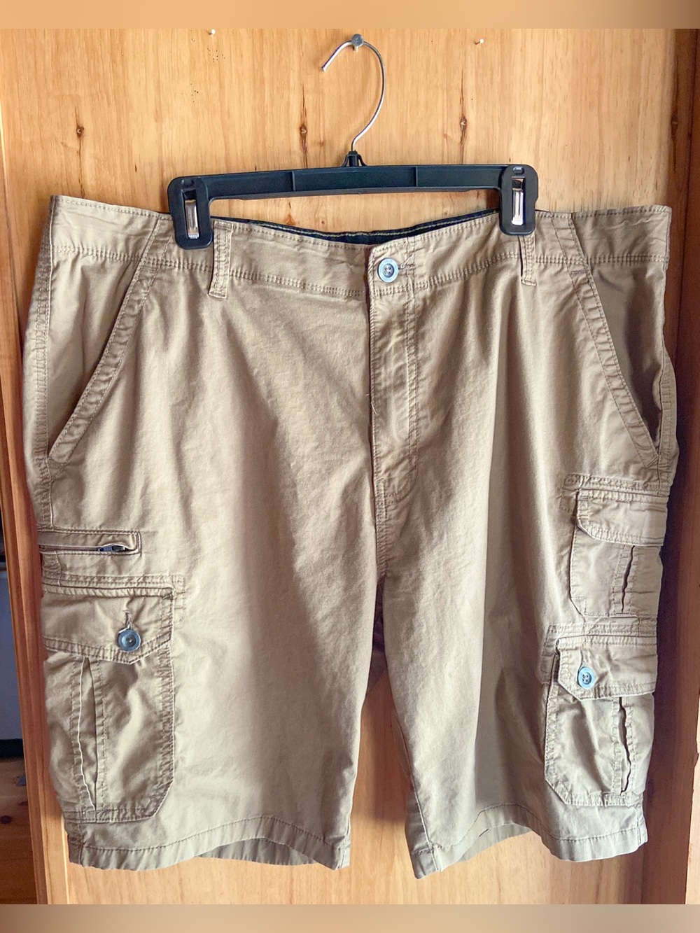 Iron Flex Stretch Twill Cargo Shorts Tan Flex Waistband Gorpcore Size 40